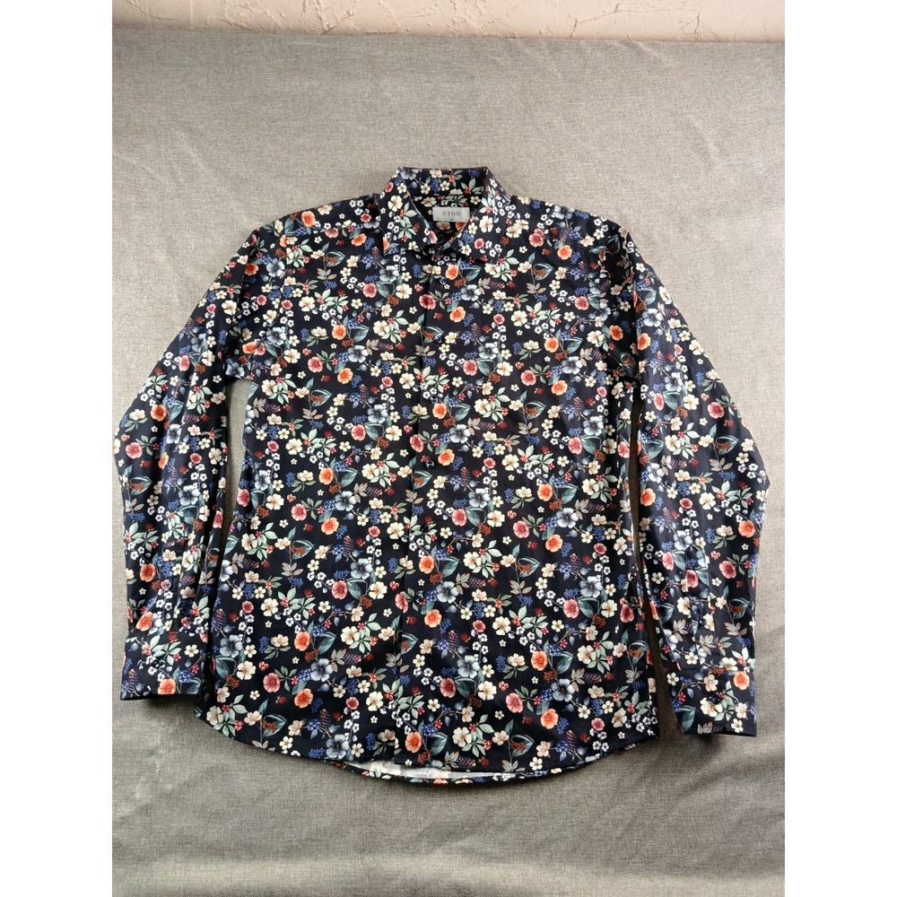 Eton Shirt Mens 17 43 Floral Slim Button Up Long Sleeve Dance Party